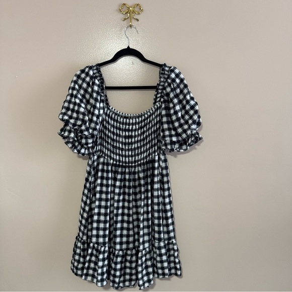 Princess Polly Adelio Mini Dress Puff Sleeve Black/White Gingham Size 10 - Picture 4 of 8